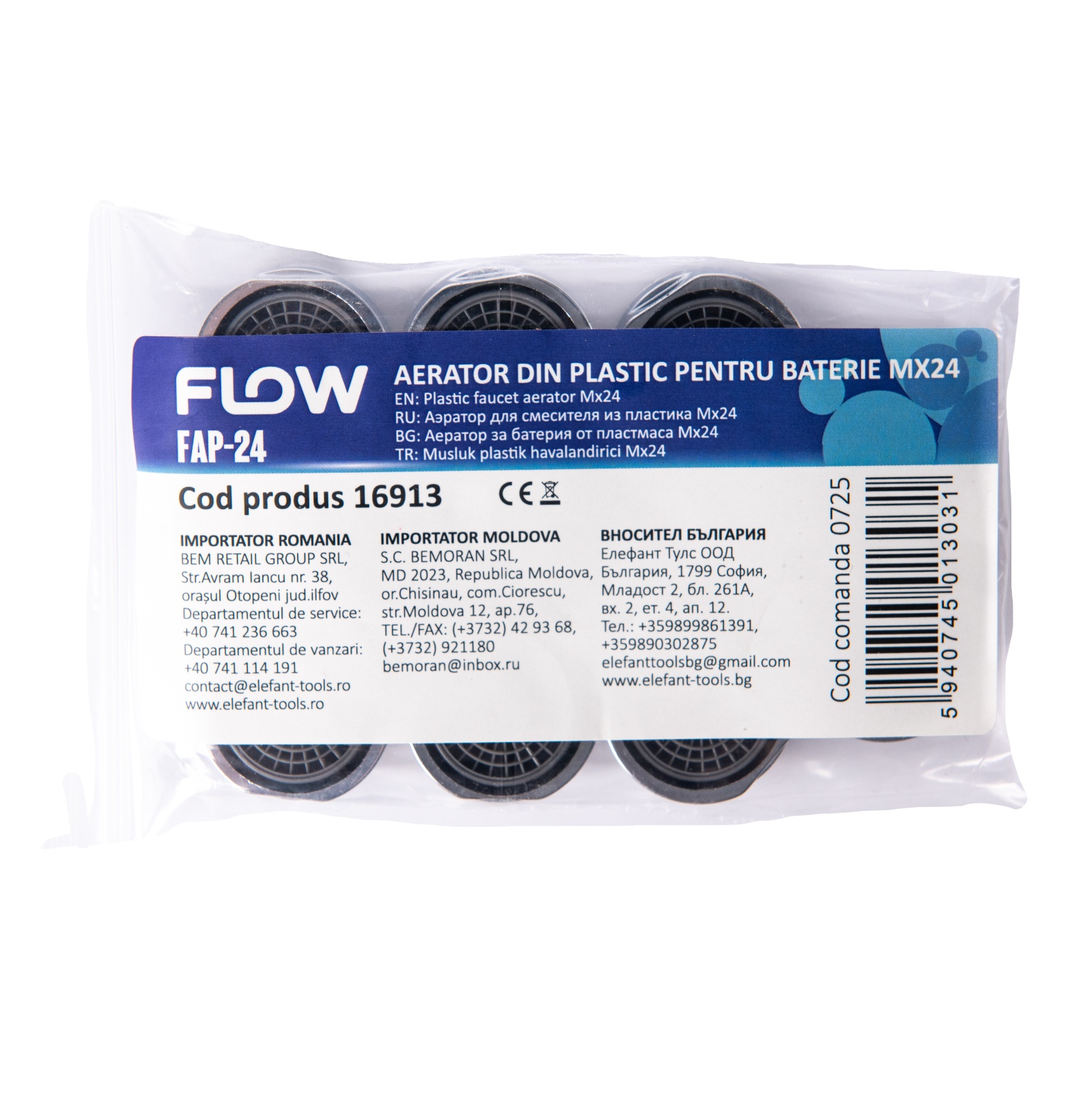 Aireador plastico grifo Flow FAP-24, M24, accesorio instalaciones sanitarias