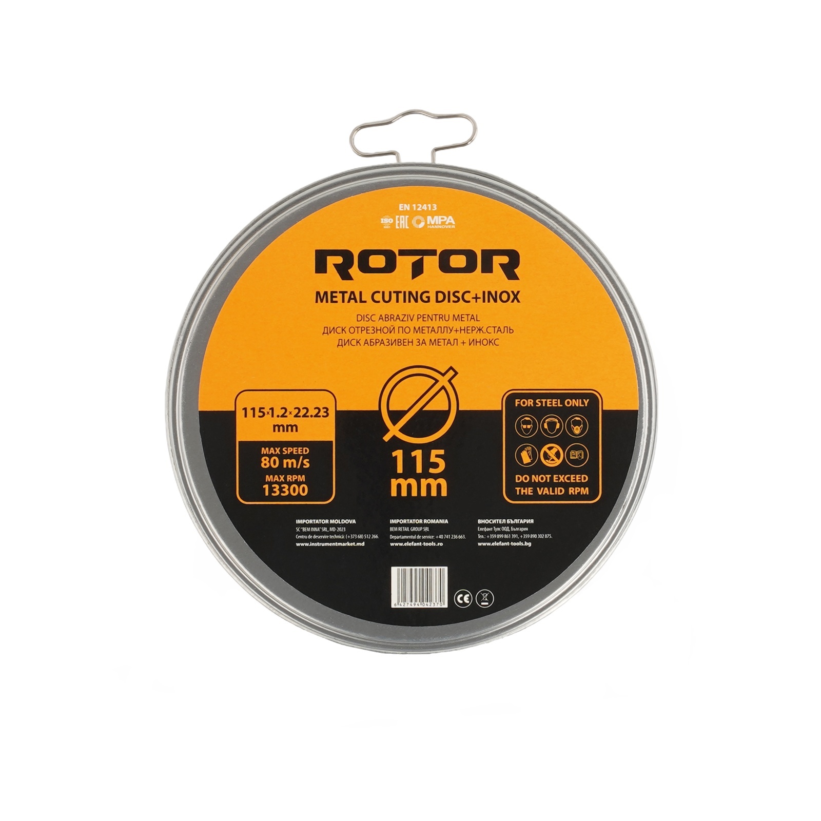 Disco abrasivo para metal+inox ROTOR 115*1,2*22,23