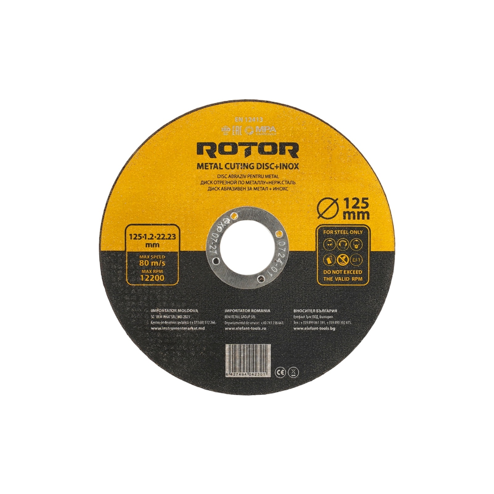 Disco abrasivo corte de metal Inox ROTOR, 125x1.2x22.23 mm, 1 ud. (v2) - Imagen 2