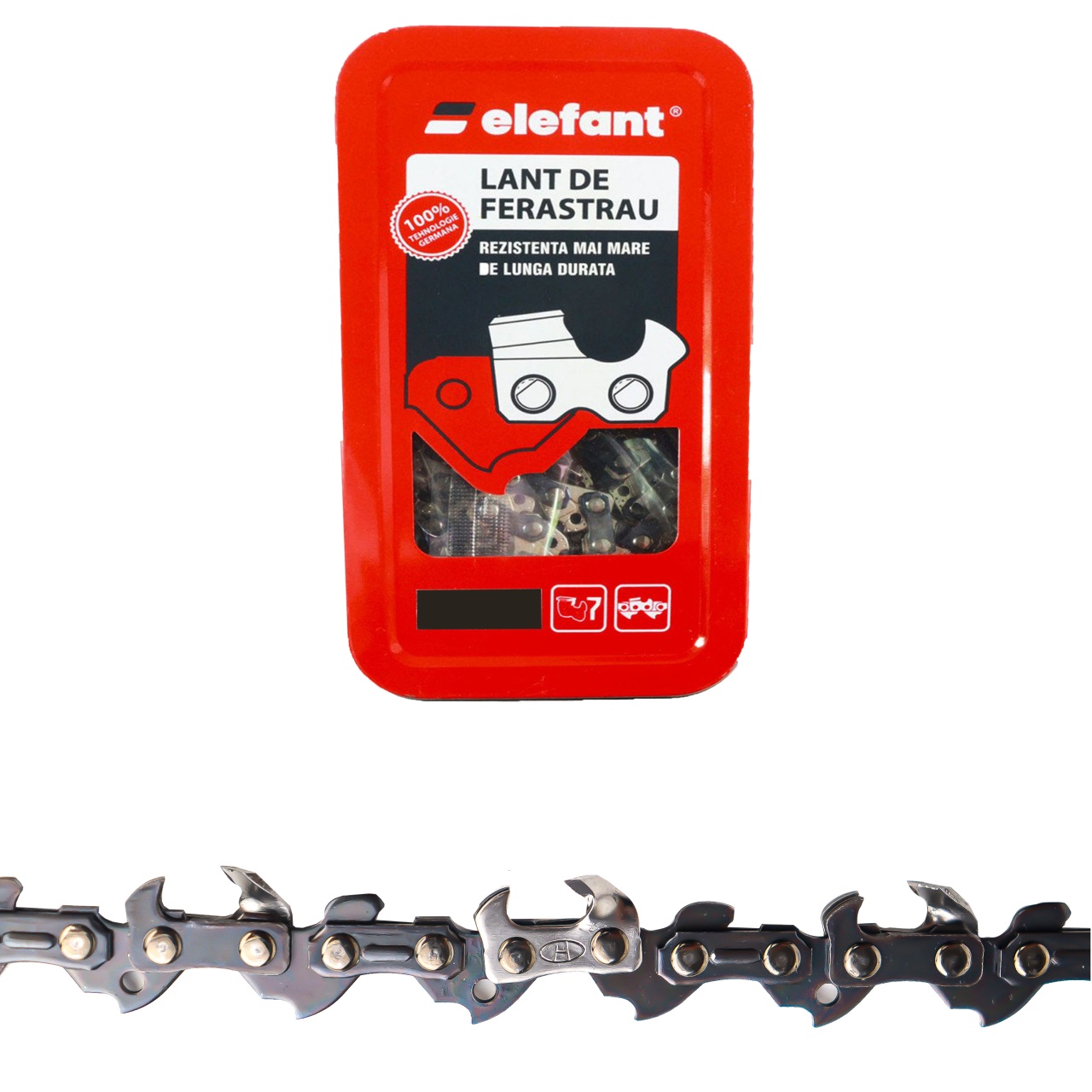 Cadena motosierra Elefant, paso 3/8LP, 1.3 mm, 59 eslabones, dientes dobles