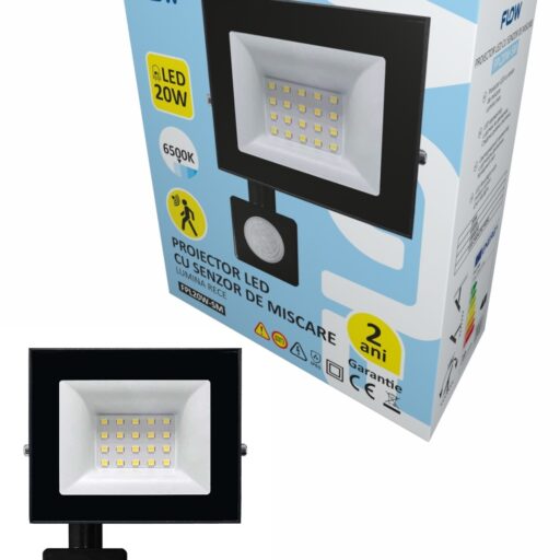 Proyector LED con sensor movimiento Flow FPL20 W-SM, 20 W, 6500K luz fría