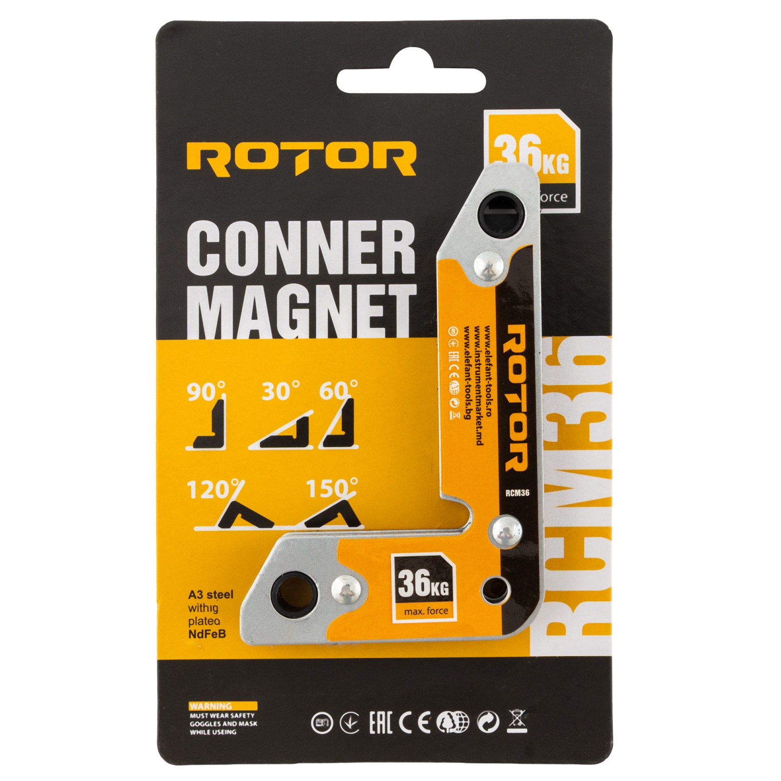 Soporte magnético soldadura en esquina ROTOR RCM36, 36 kg, para soldadura esquina 90 grados - Imagen 2